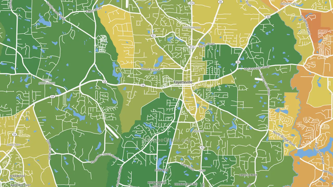 Fayetteville, GA Map of Murder Rates