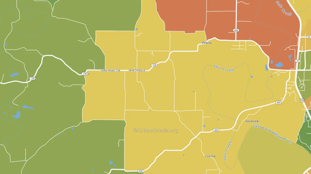Fayetteville, IN Map of Murder Rates