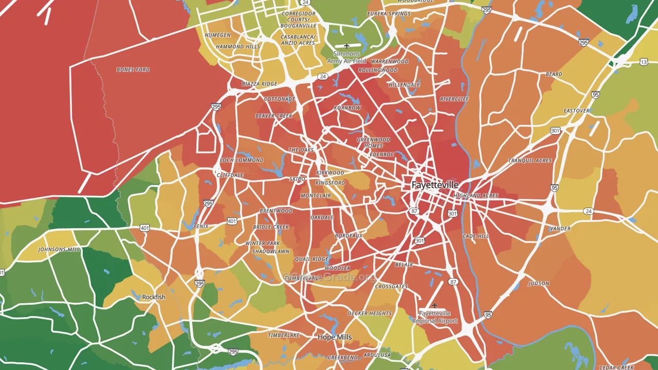 Fayetteville, NC Map of Murder Rates