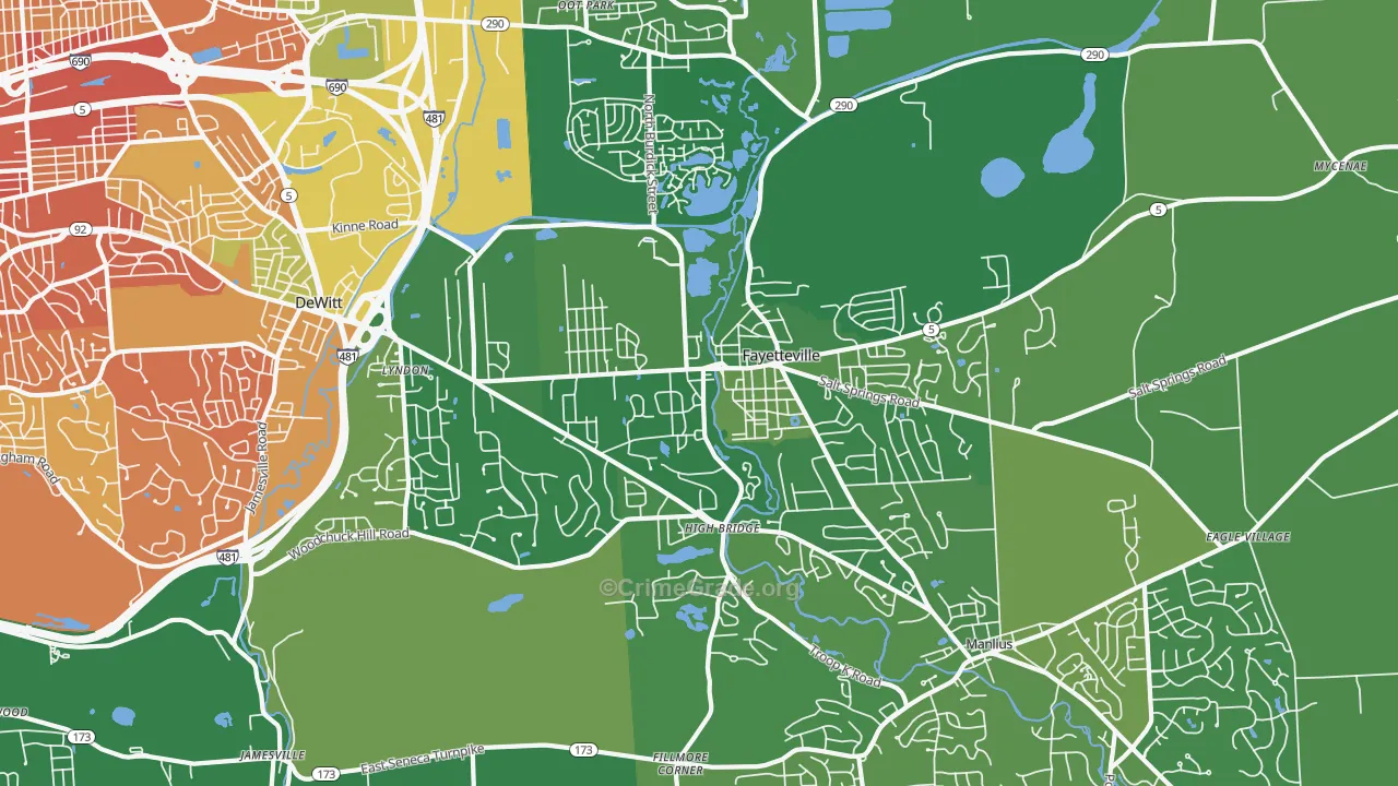 Fayetteville, NY Map of Murder Rates