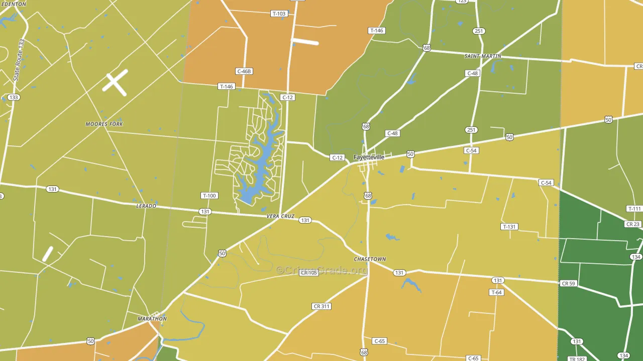 Fayetteville, OH Map of Murder Rates