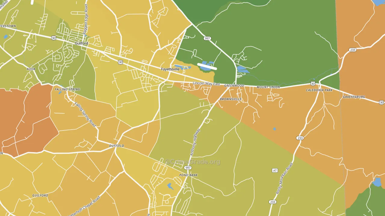 Fayetteville, PA Map of Murder Rates