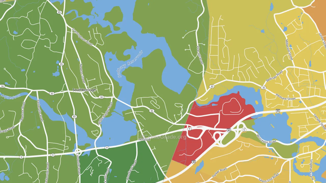 Fayville, MA Map of Murder Rates