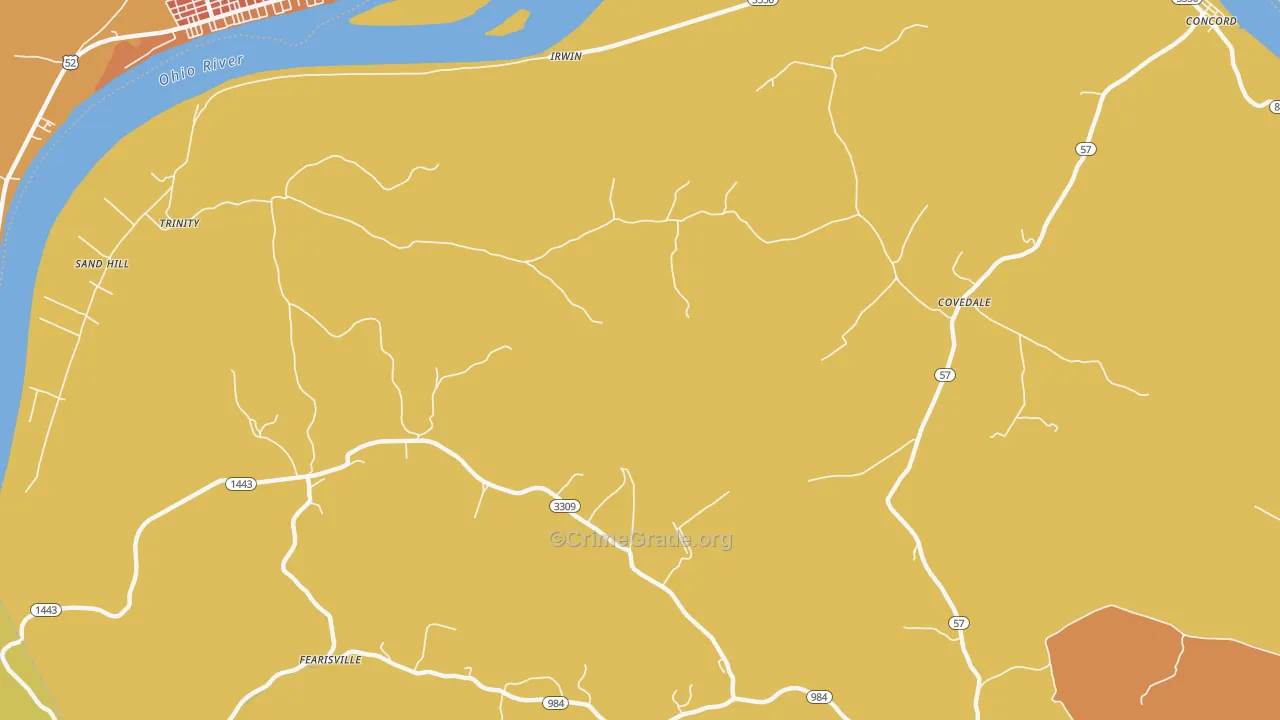 Fearisville, KY Map of Murder Rates