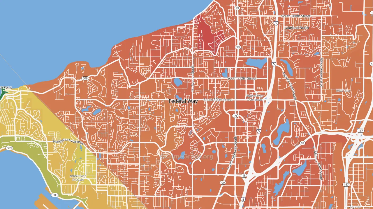 Federal Way, WA Map of Murder Rates
