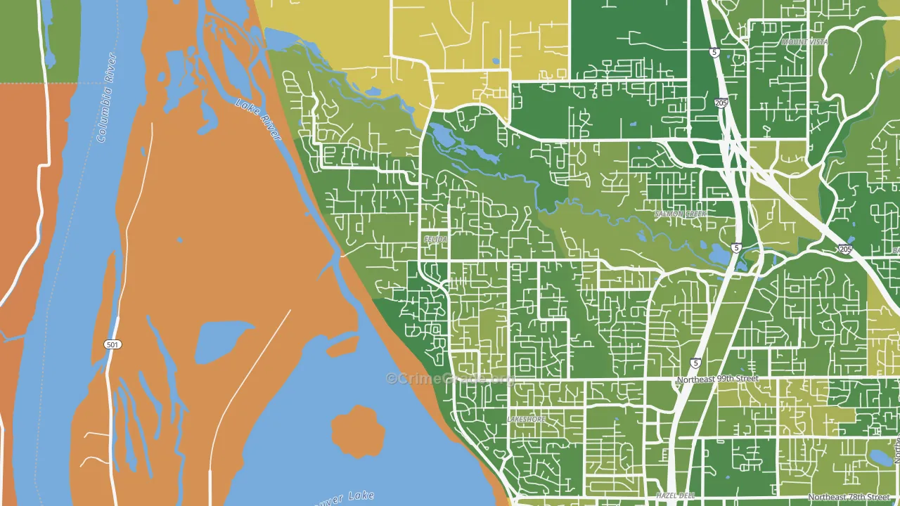 Felida-Starcrest, Vancouver, WA Map of Murder Rates