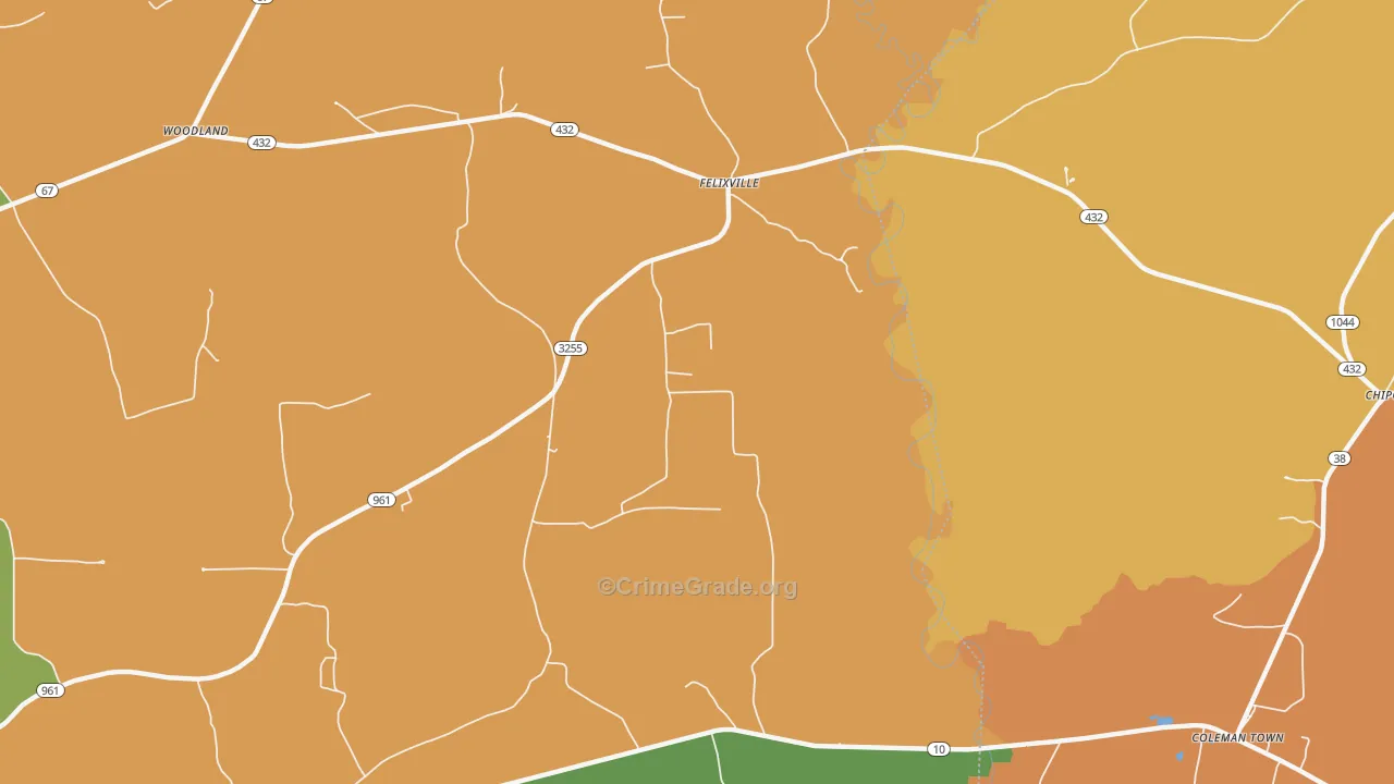 Felixville, LA Map of Murder Rates