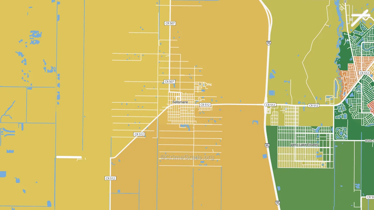 Fellsmere, FL Map of Murder Rates