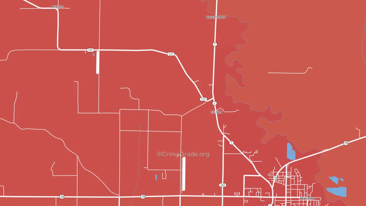 Felton, AR Map of Murder Rates