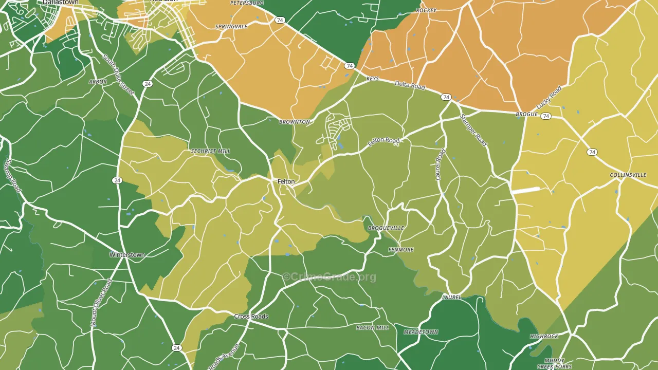 Felton, PA Map of Murder Rates
