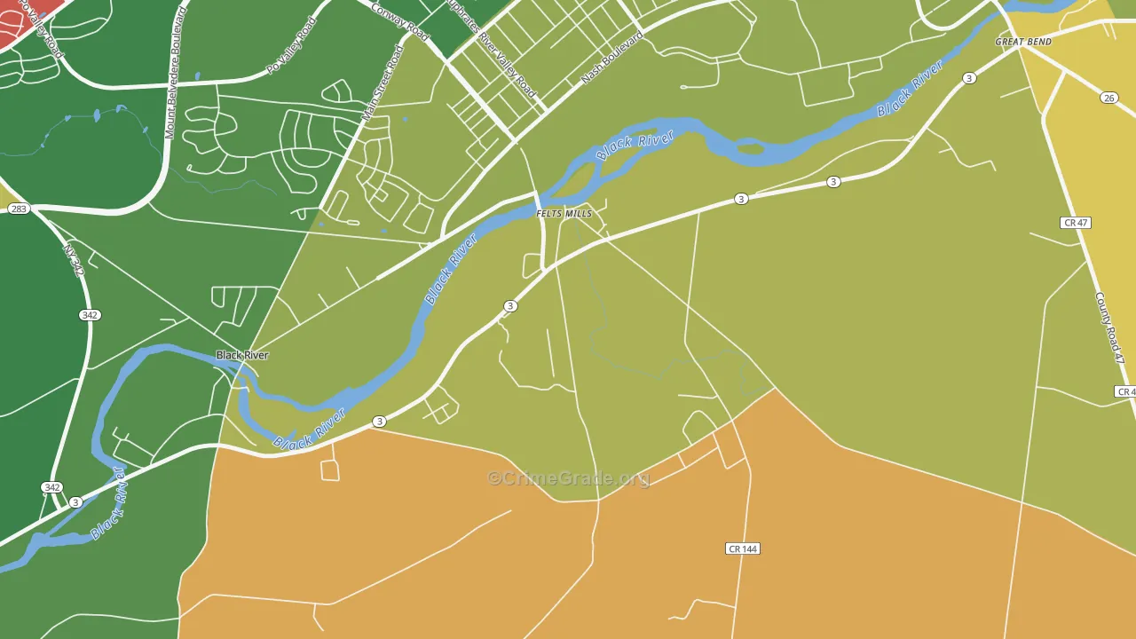 Felts Mills, NY Map of Murder Rates