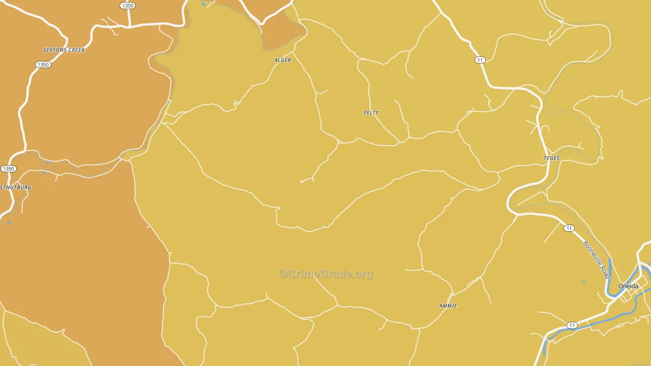 Felty, KY Map of Murder Rates