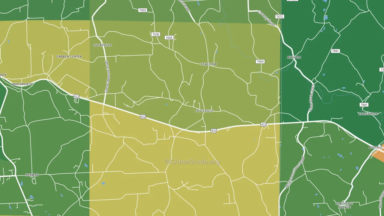 Fenelton, PA Map of Murder Rates