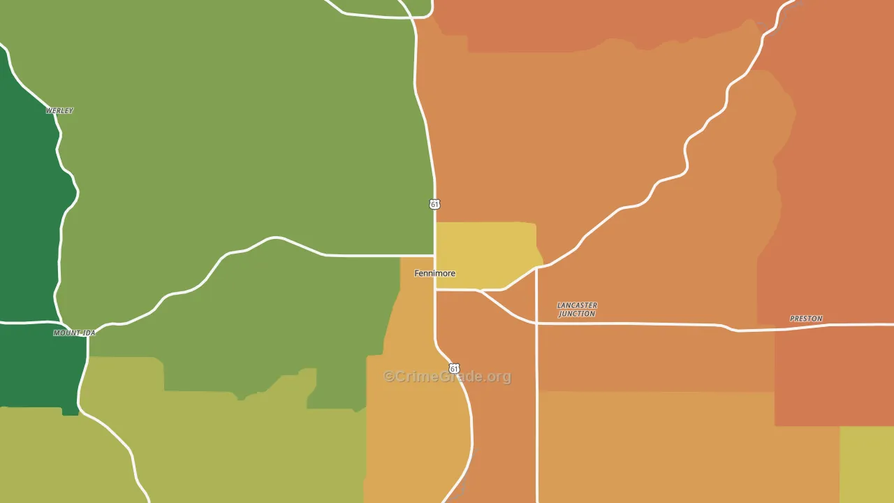 Fennimore, WI Map of Murder Rates
