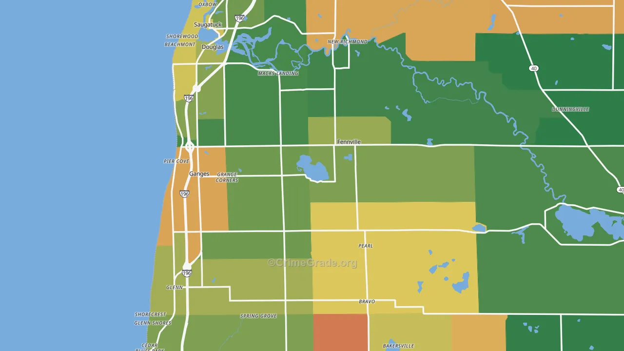 Fennville, MI Map of Murder Rates