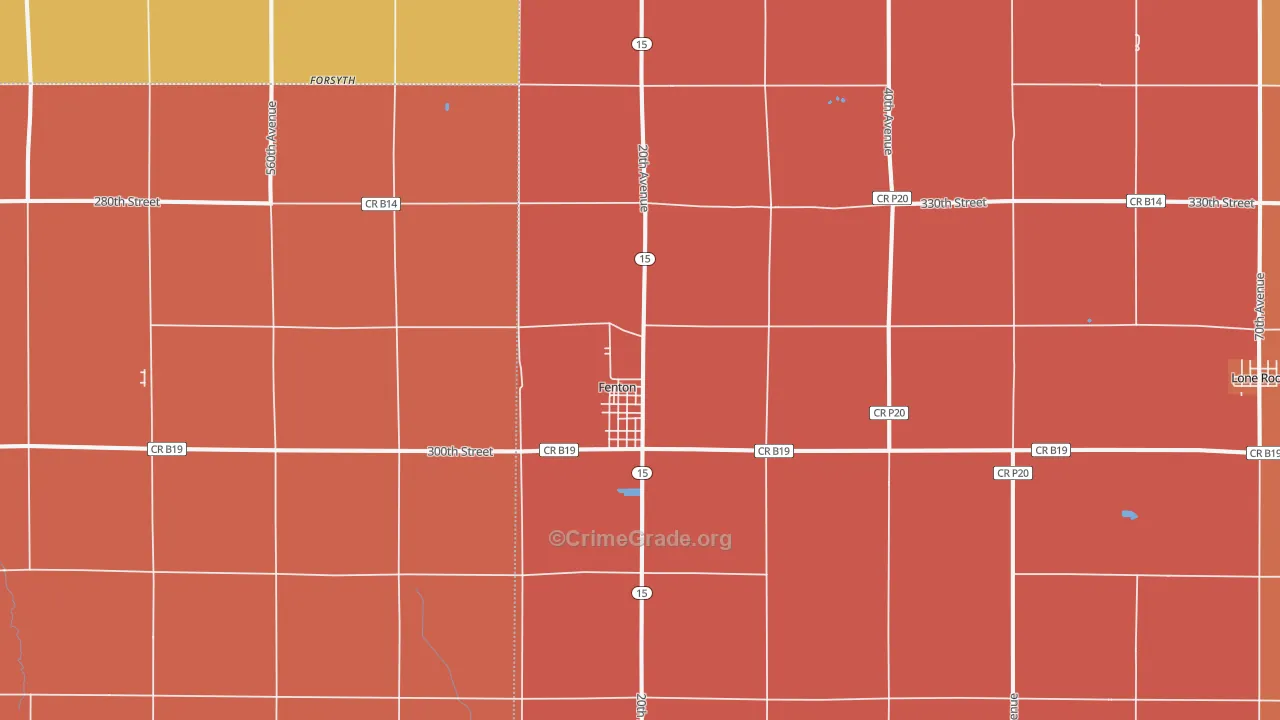 Fenton, IA Map of Murder Rates