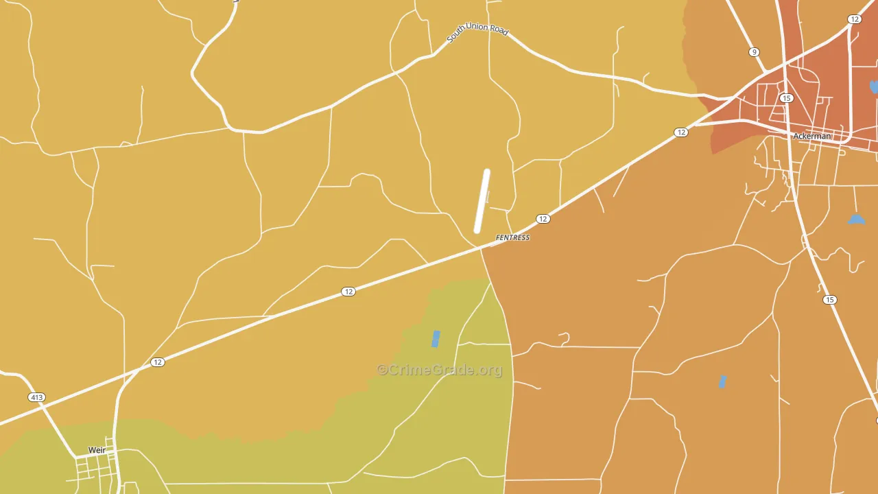 Fentress, MS Map of Murder Rates