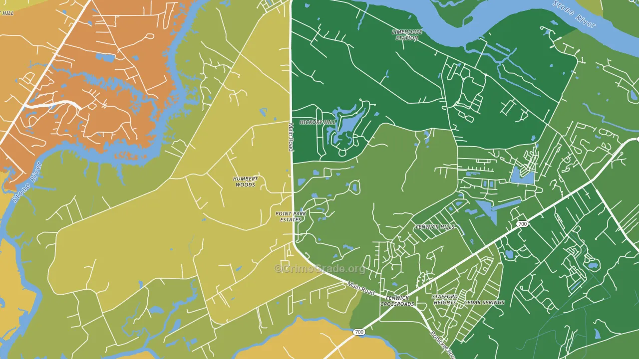 Fenwick Hills, SC Map of Murder Rates
