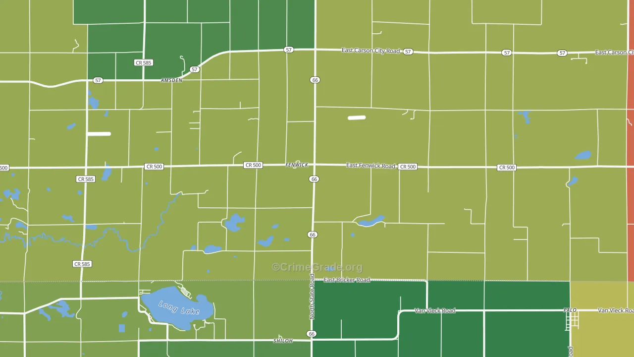 Fenwick, MI Map of Murder Rates