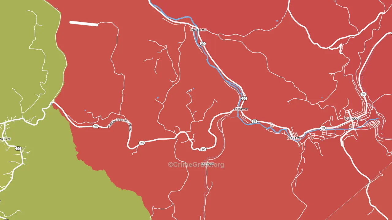 Fenwick, WV Map of Murder Rates
