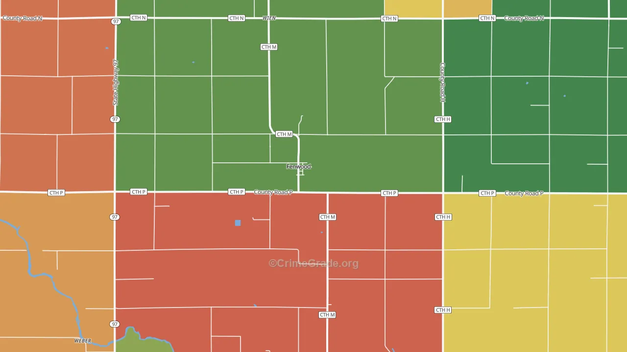 Fenwood, WI Map of Murder Rates