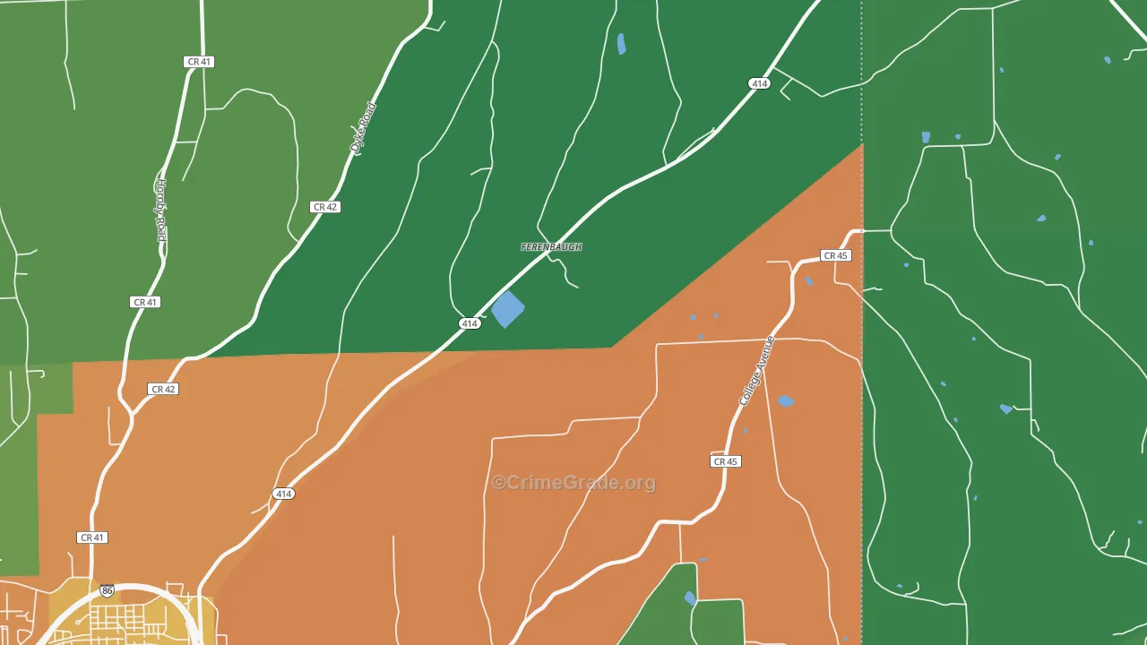 Ferenbaugh, NY Map of Murder Rates