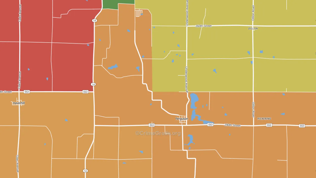 Ferguson, IA Map of Murder Rates