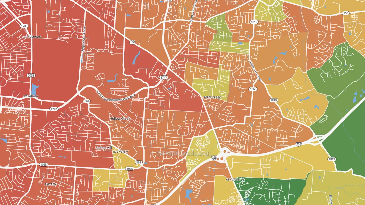 Fern Creek, Louisville, KY Map of Murder Rates