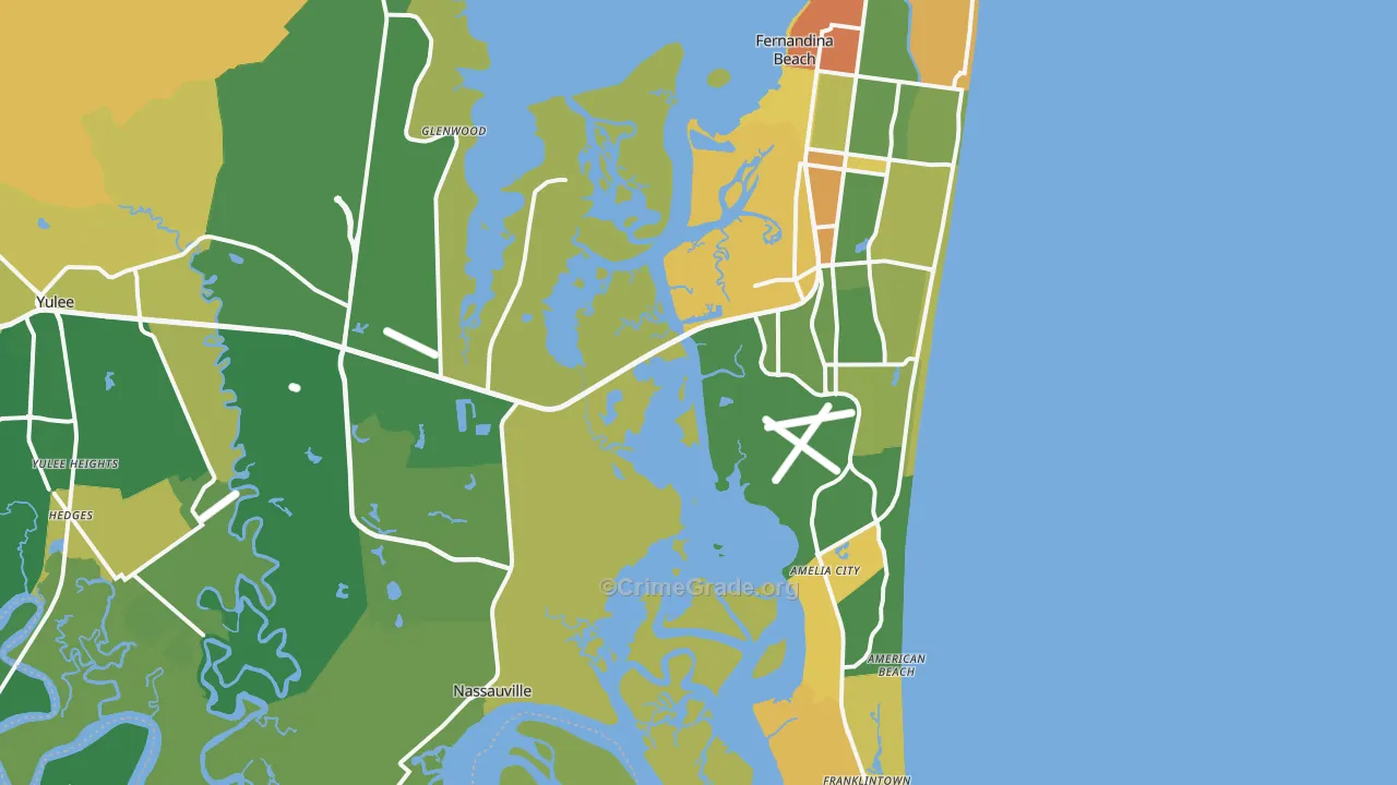Fernandina Beach, FL Map of Murder Rates