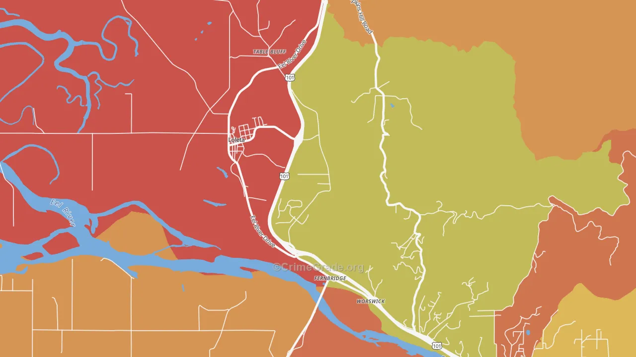 Fernbridge, CA Map of Murder Rates