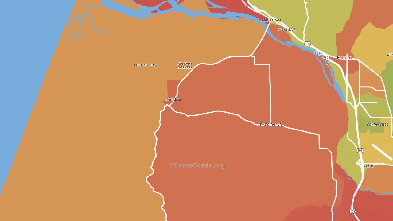 Ferndale, CA Map of Murder Rates