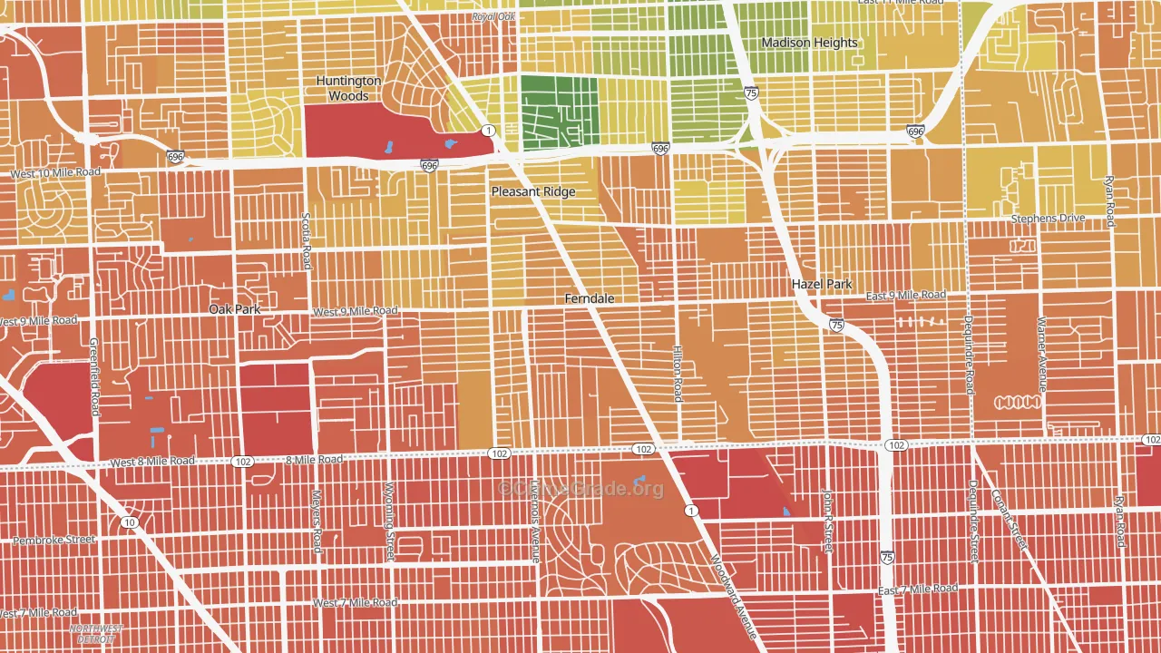 Ferndale, MI Map of Murder Rates