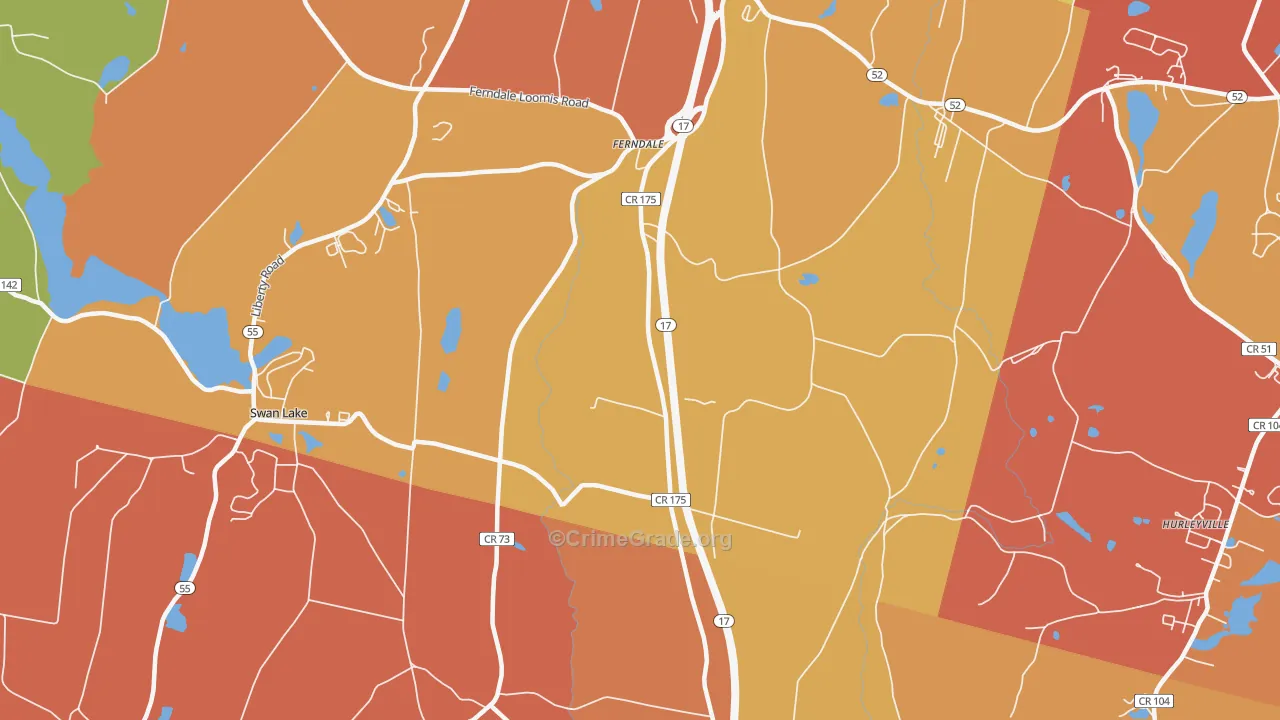 Ferndale, NY Map of Murder Rates