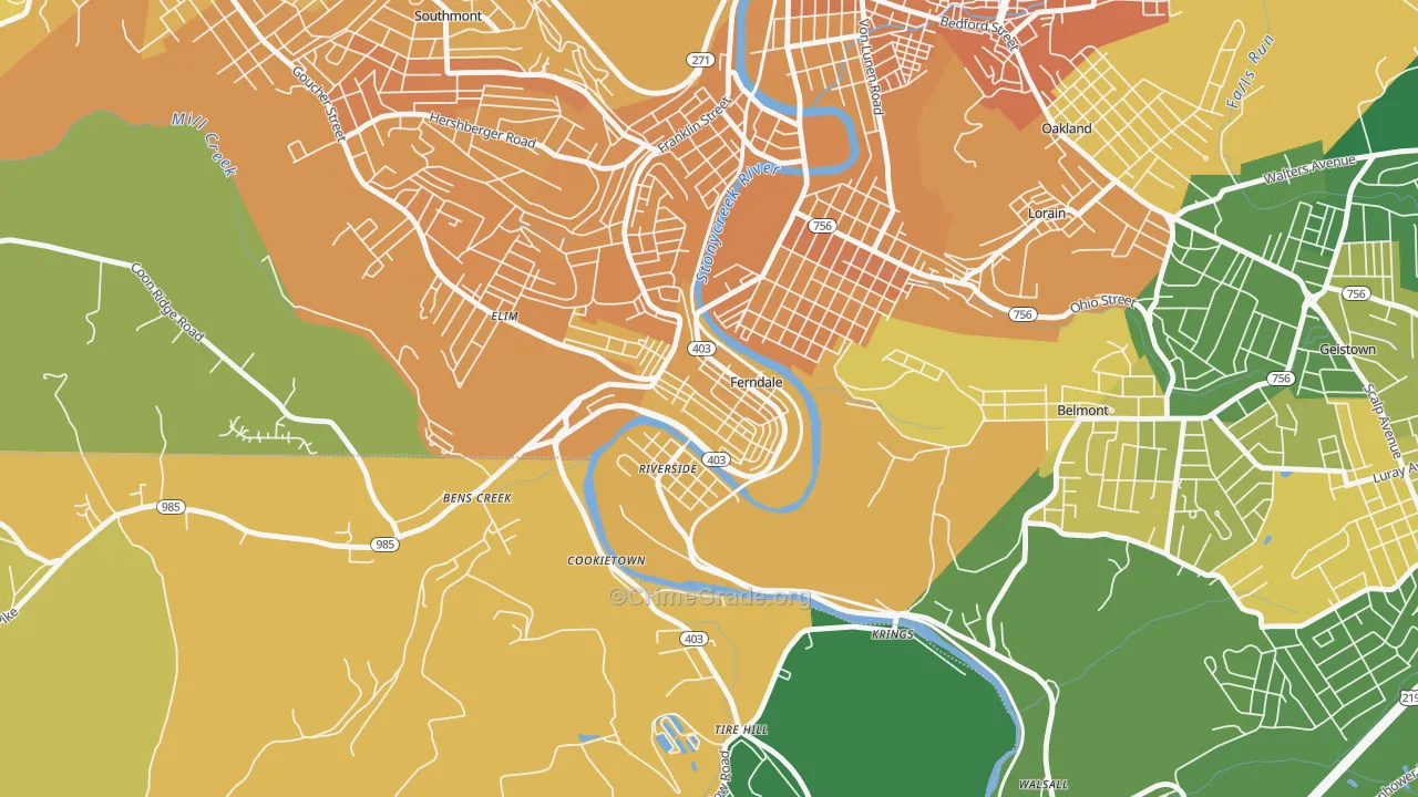 Ferndale, PA Map of Murder Rates