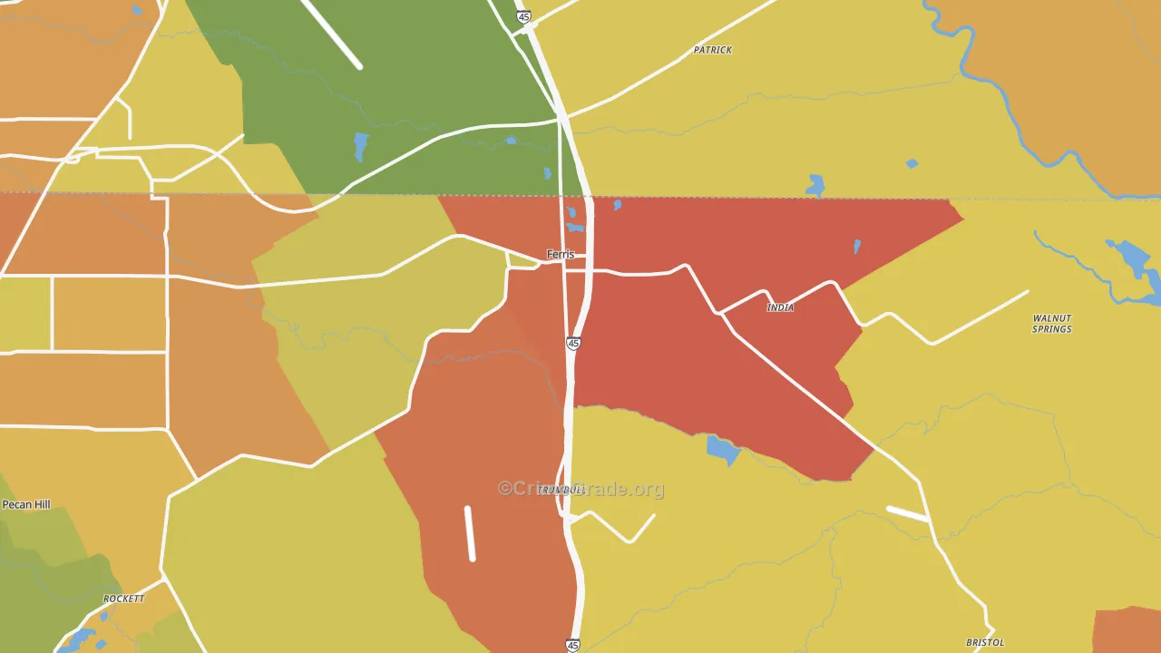 Ferris, TX Map of Murder Rates