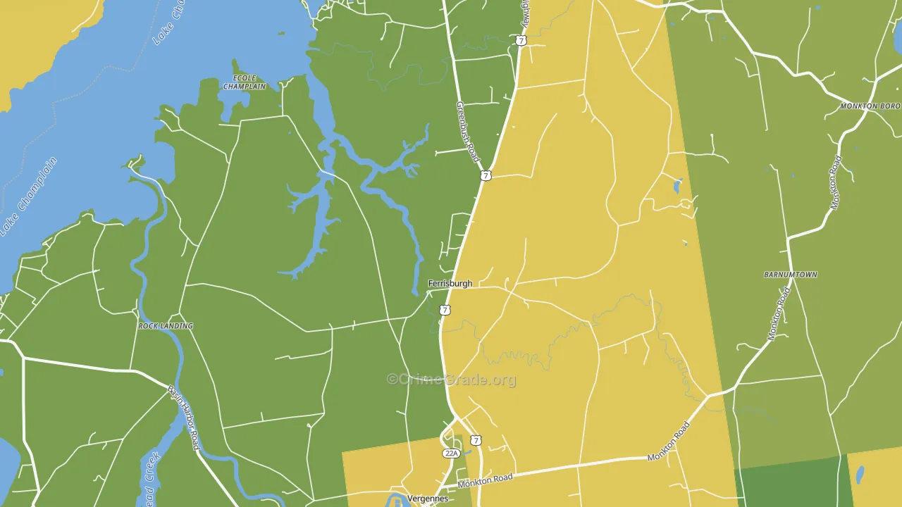 Ferrisburg, VT Map of Murder Rates