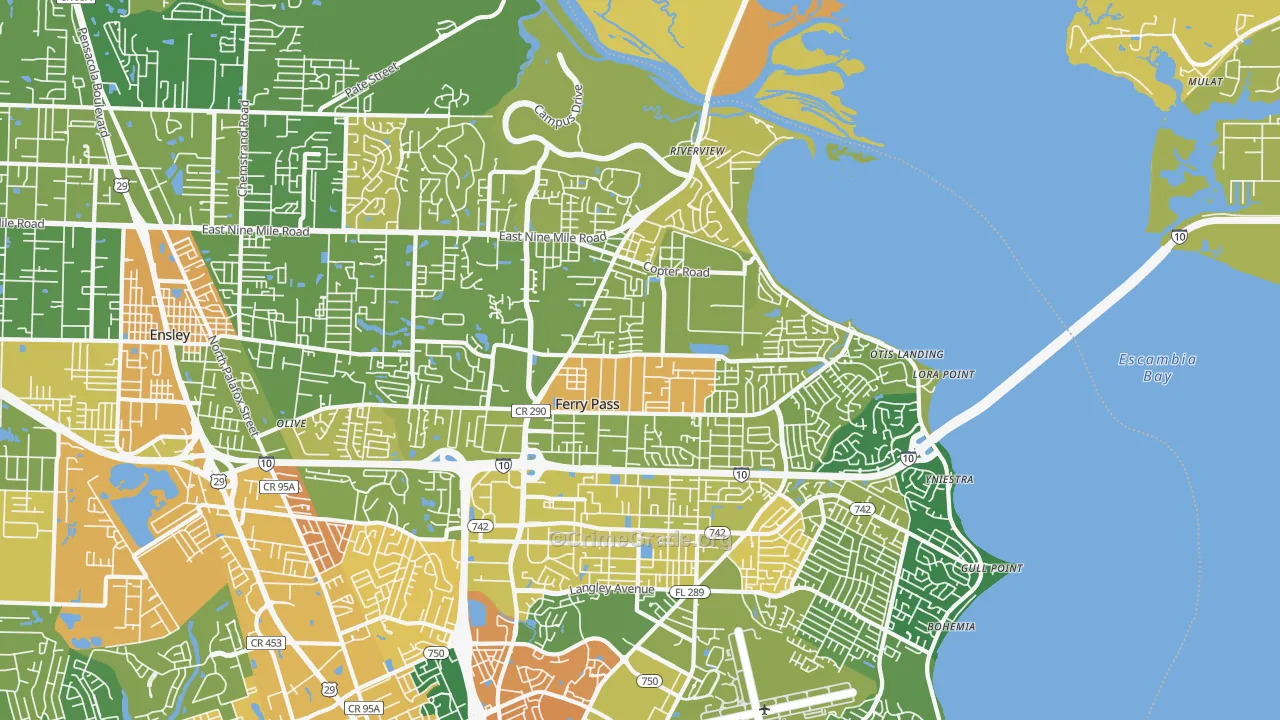Ferry Pass, FL Map of Murder Rates