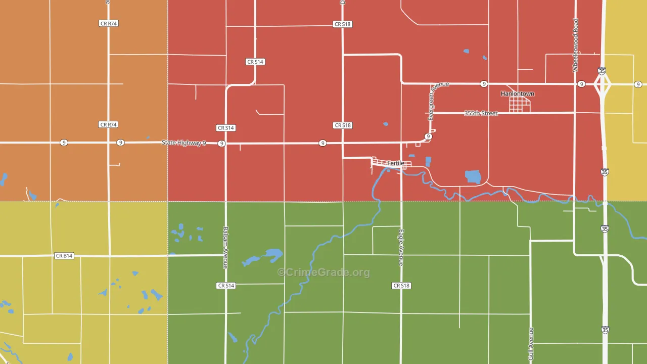 Fertile, IA Map of Murder Rates