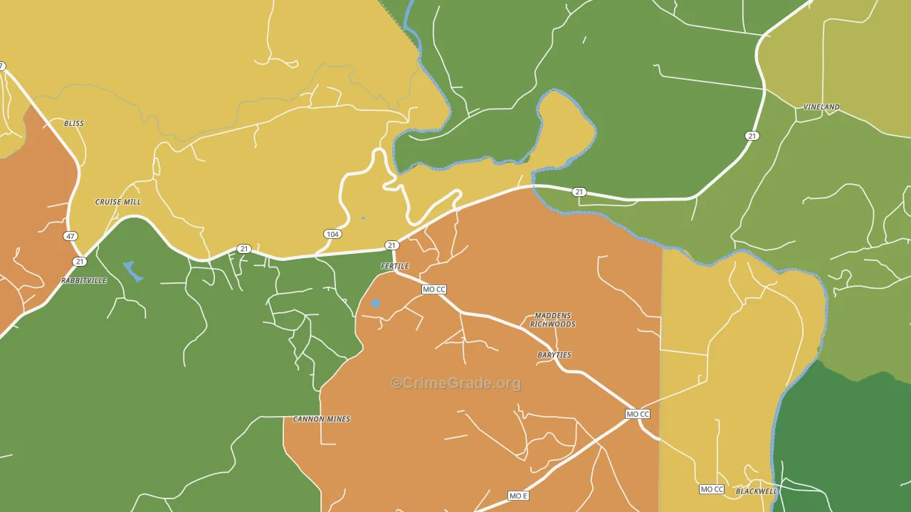 Fertile, MO Map of Murder Rates