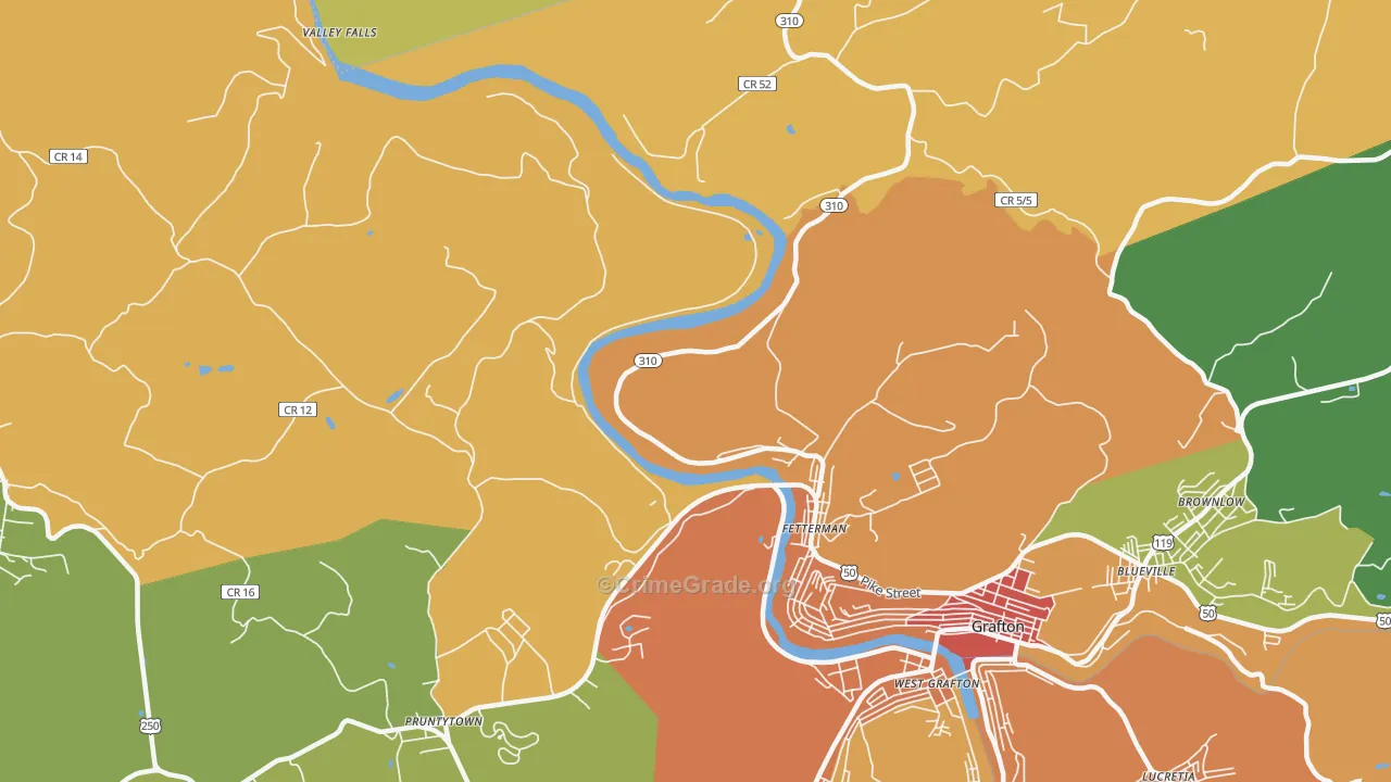 Fetterman, WV Map of Murder Rates