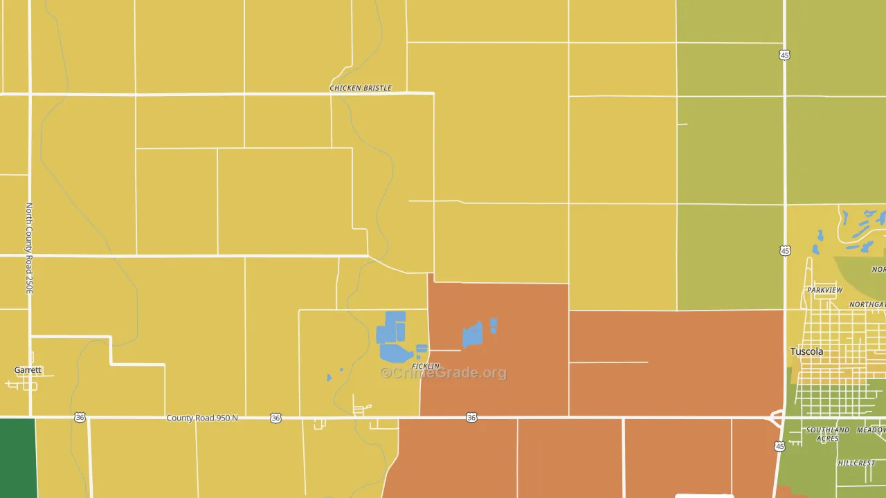 Ficklin, IL Map of Murder Rates