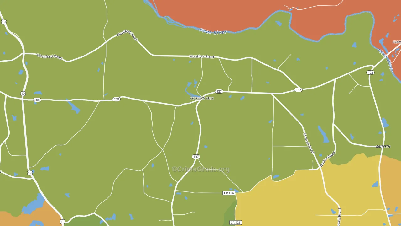 Fickling Mill, GA Map of Murder Rates