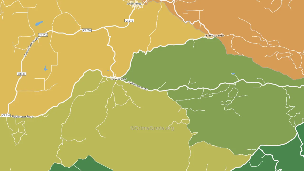 Fiddletown, CA Map of Murder Rates
