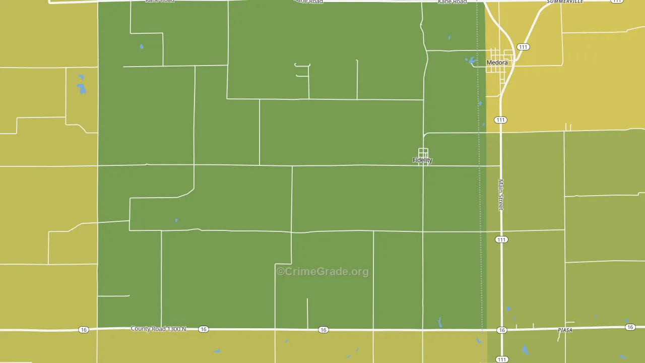 Fidelity, IL Map of Murder Rates