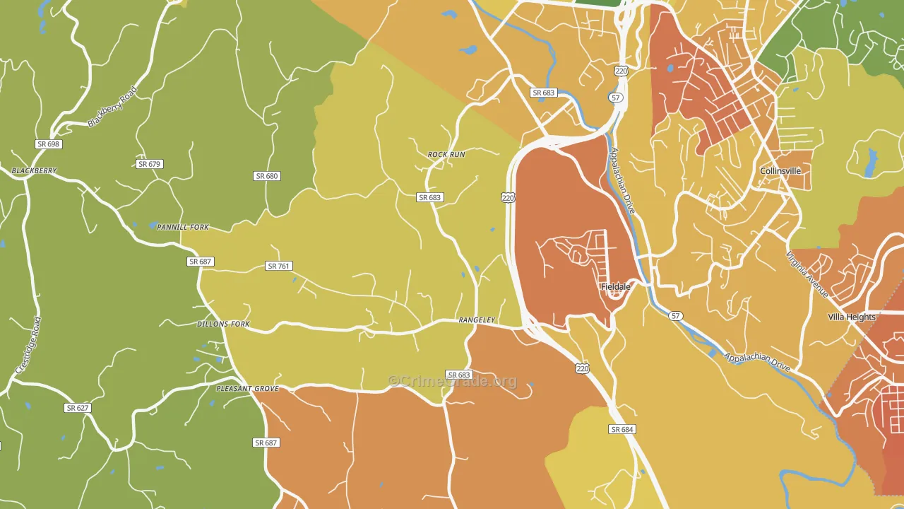 Fieldale, VA Map of Murder Rates
