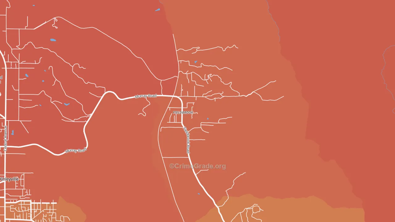 Fieldbrook, CA Map of Murder Rates