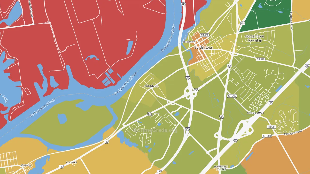 Fieldsboro, NJ Map of Murder Rates