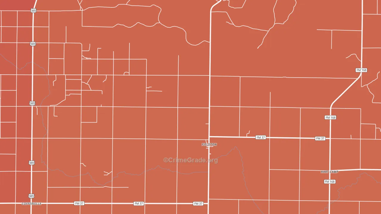 Fieldton, TX Map of Murder Rates