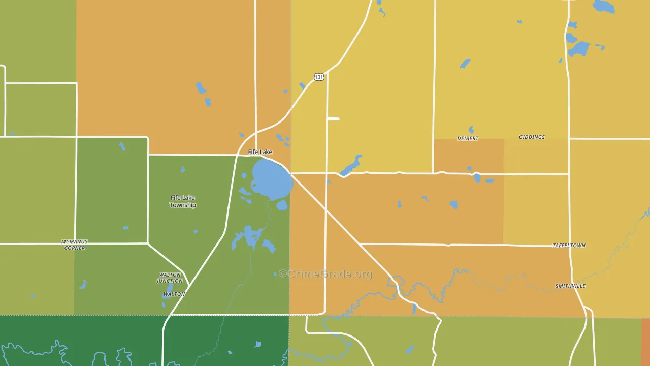 Fife Lake, MI Map of Murder Rates