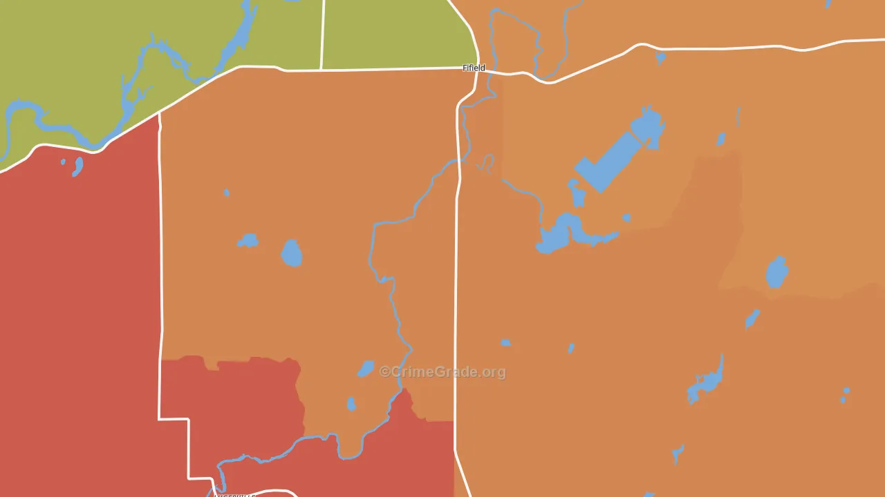 Fifield, WI Map of Murder Rates